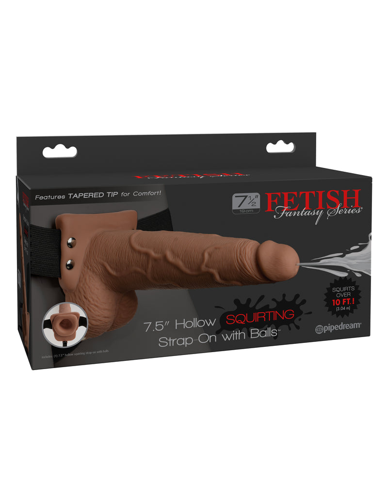 "Fetish Fantasy Series 7.5 Inch Hollow Squirting Strap-on With Balls - PD3397-22"