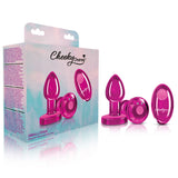 "Cheeky Charms - Rechargeable Vibrating Metal Butt Plug With Remote Control - Pink - Small VB-CC9146"