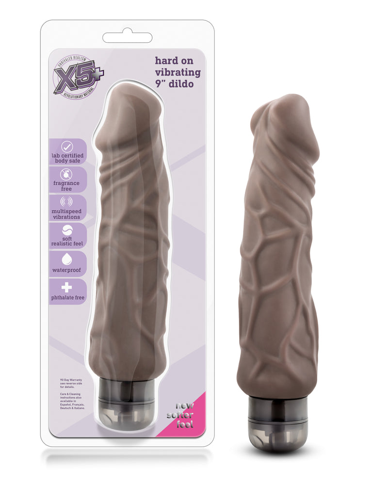 "X5 Plus - Hard on Vibrating 9 Inch Dildo - Brown BL-52206"