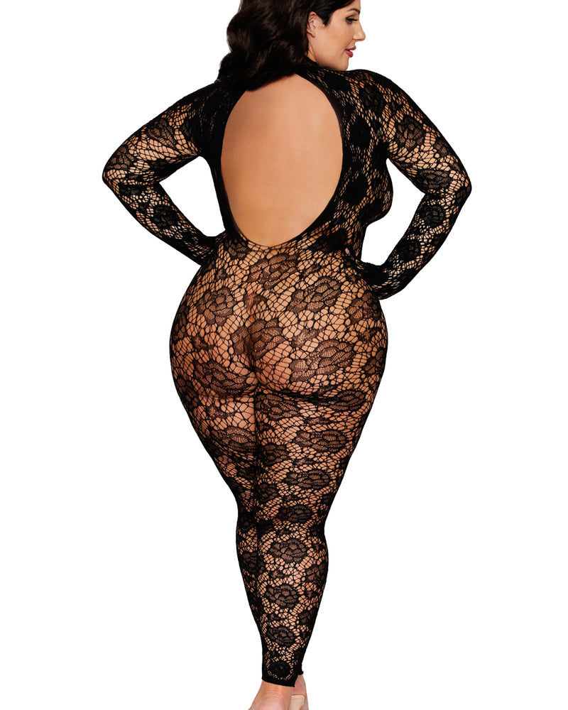 Gloved Bodystocking Dmnd - Queen Size - Black