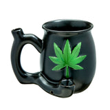 "Black Matt Mug With Embossed Green Leaf - Roast and Toast FC-82504"