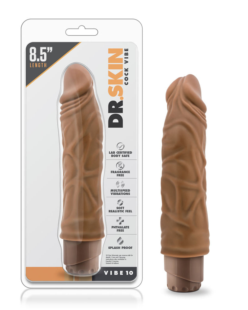 "Dr. Skin - Cock Vibe 10 - 8.5 Inch Vibrating Cock - Mocha BL-11357"