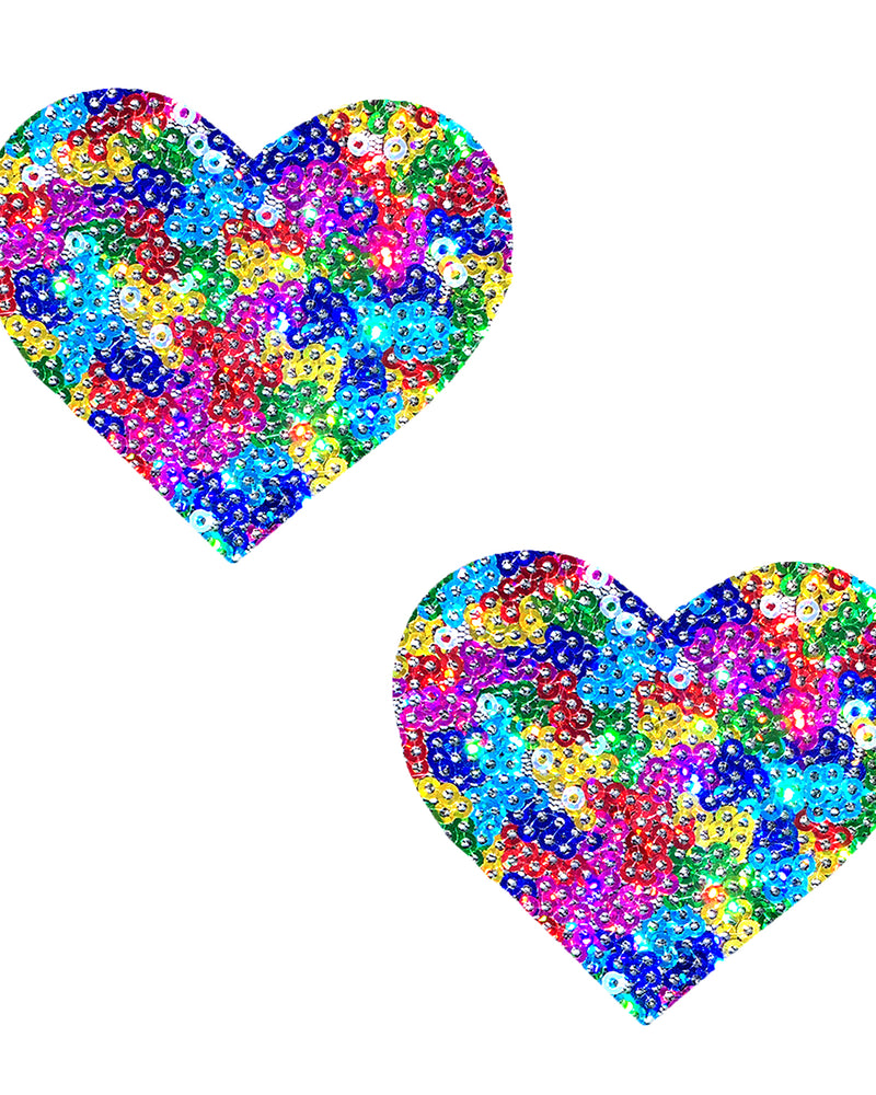 "Unipoo Sparkle Sequin Multicolor I Heart U Nipztix Pasties NN-UPO-HRT-NS"