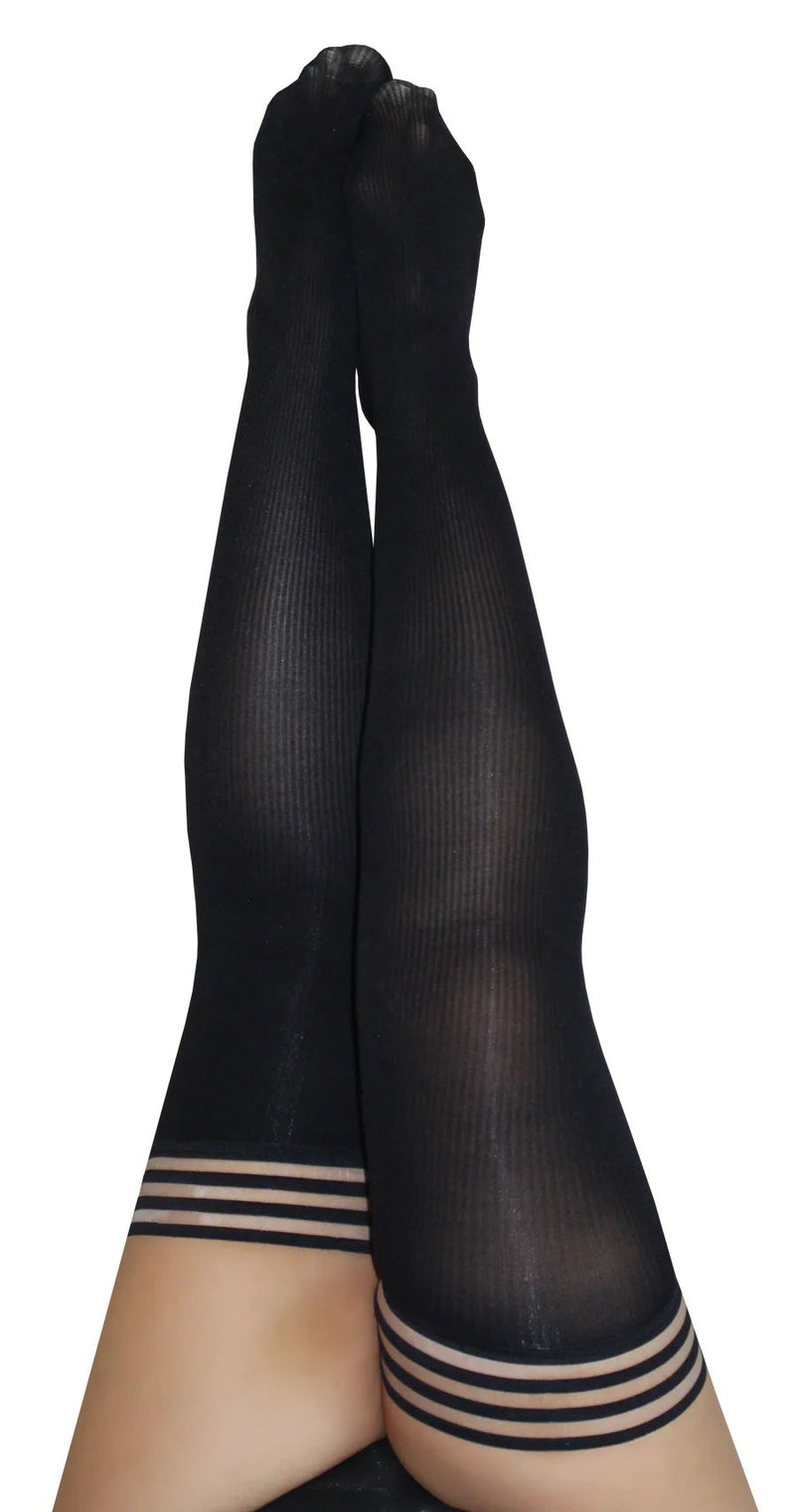 "Dana Lynn - Ribbed Thigh High - Size D - Black KX-1303D-BLK-D"