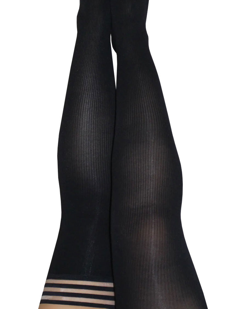 "Dana Lynn - Ribbed Thigh High - Size D - Black KX-1303D-BLK-D"