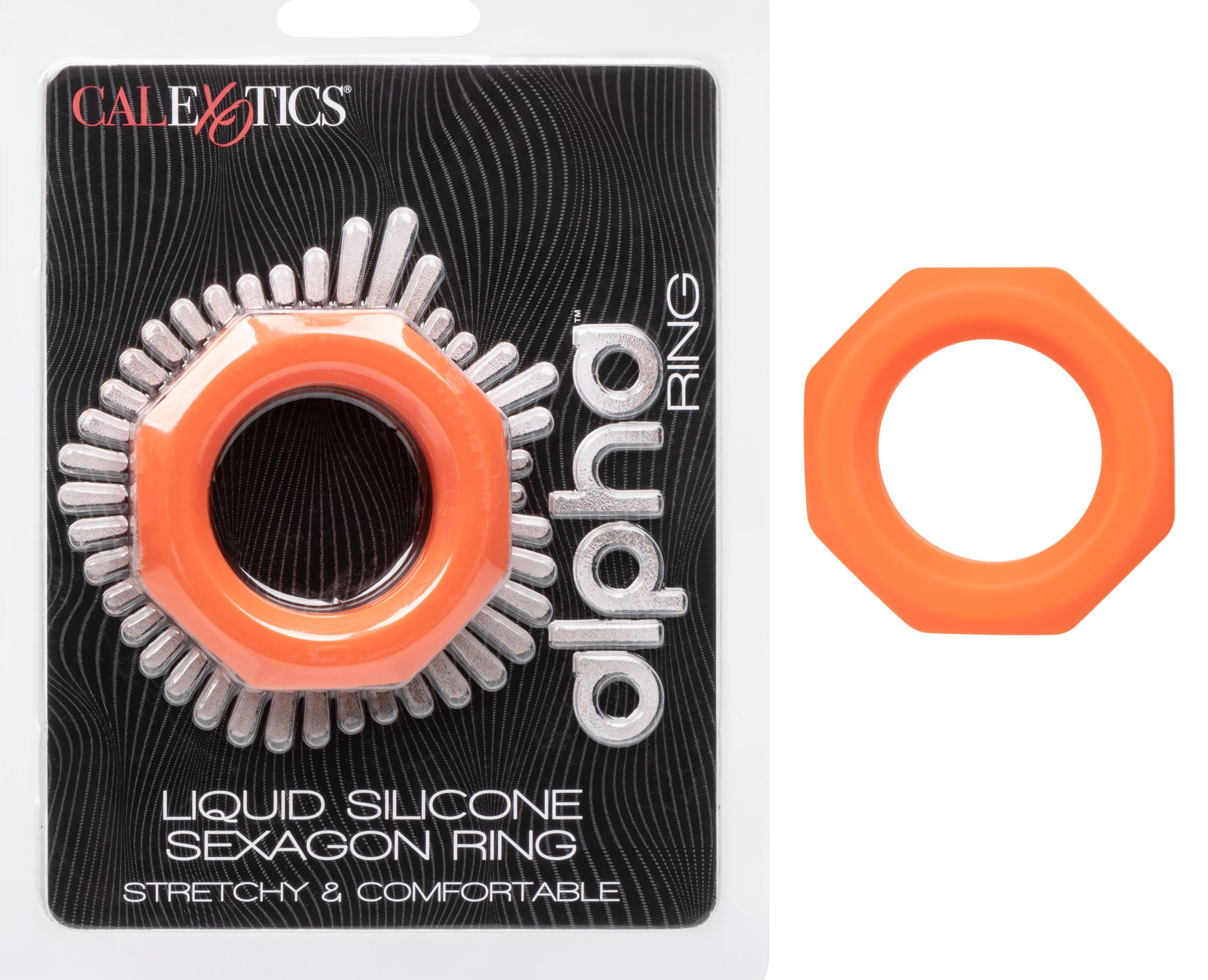 "Alpha Liquid Silicone Sexagon Ring - Orange SE1492052"