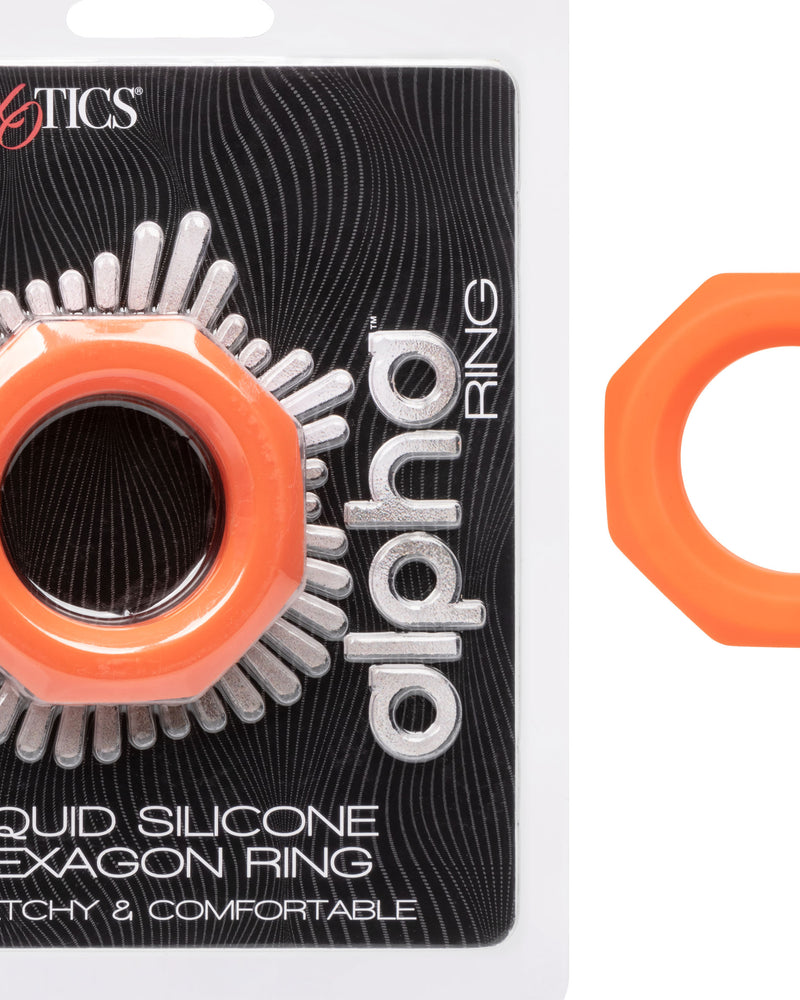 "Alpha Liquid Silicone Sexagon Ring - Orange SE1492052"