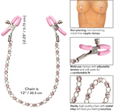 Nipple Play Crystal Chain Nipple Clamps - Pink