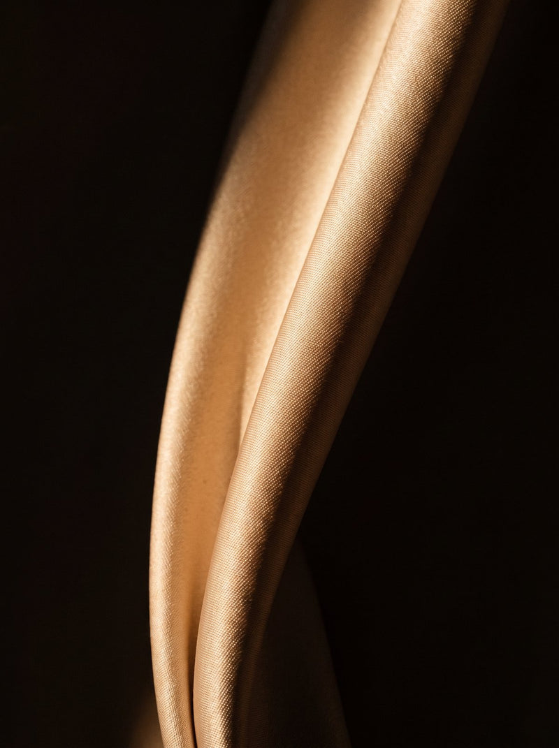 A champagne satin fold against near-black, lit from one side