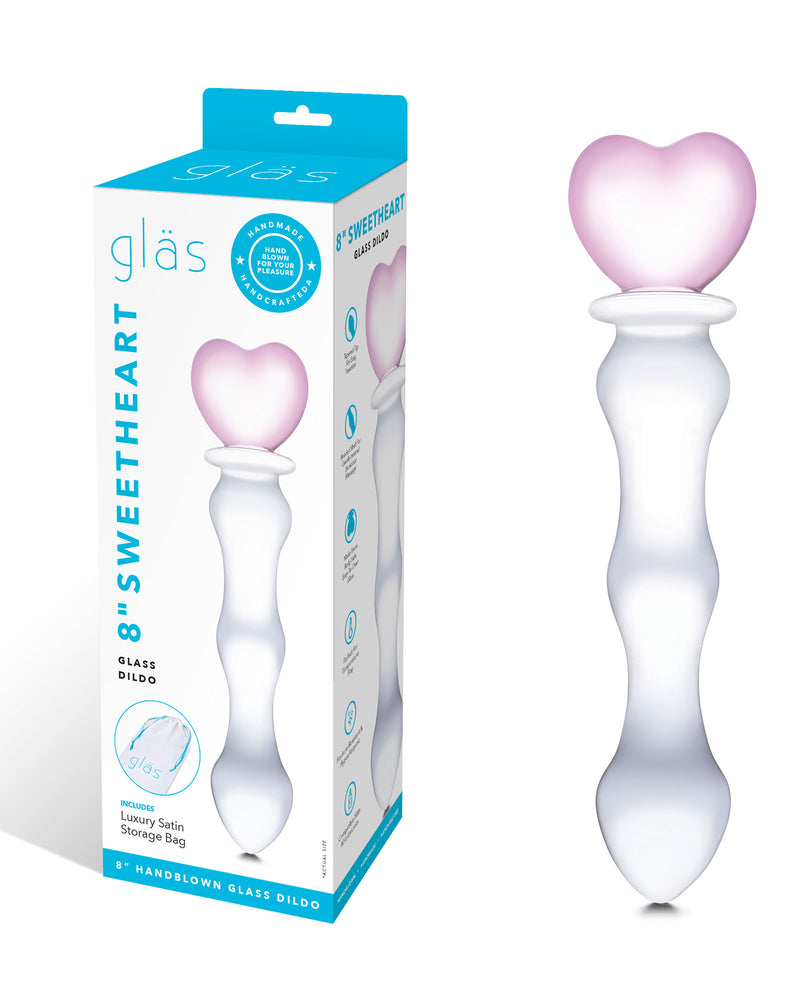 "8 Inch Sweetheart Glass Dildo - Pink/clear GLAS-161"