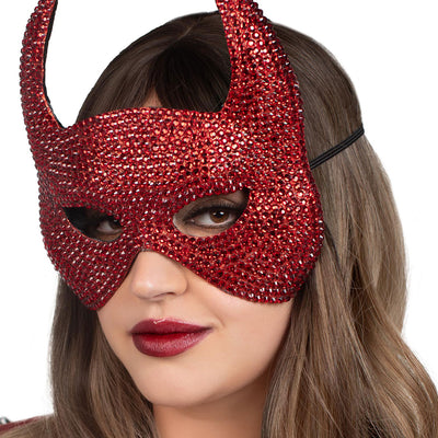 "Rhinestone Devil Mask - One Size - Red LA-A2893RED"