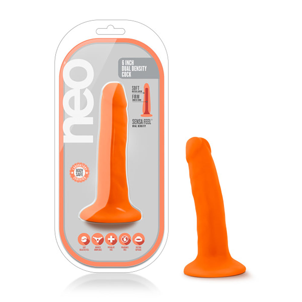 "Neo - 5.5 Inch Dual Density Cock - Neon Orange BL-59519"