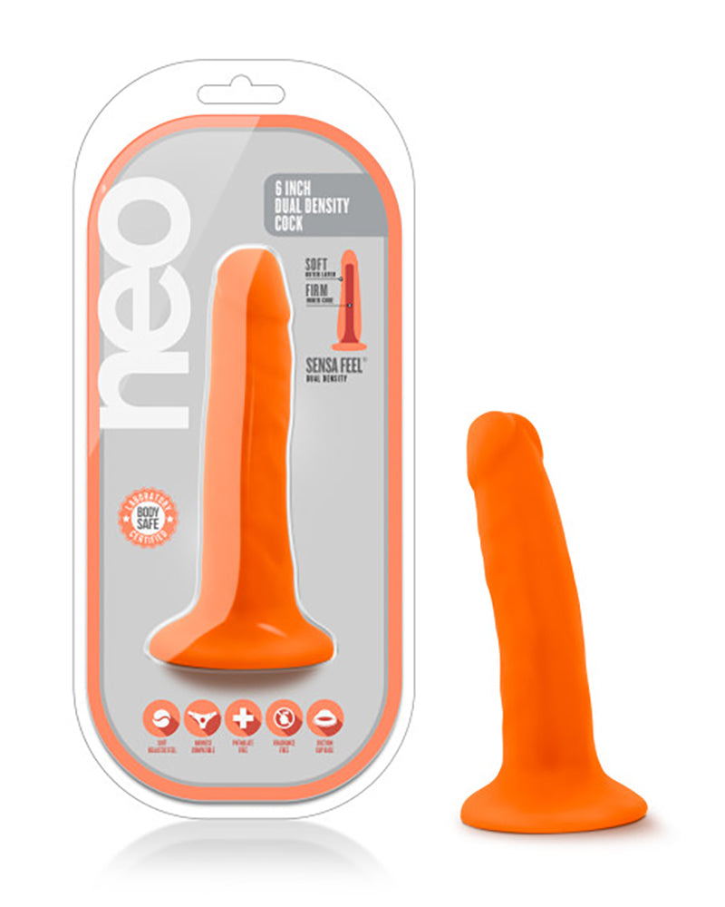 "Neo - 5.5 Inch Dual Density Cock - Neon Orange BL-59519"