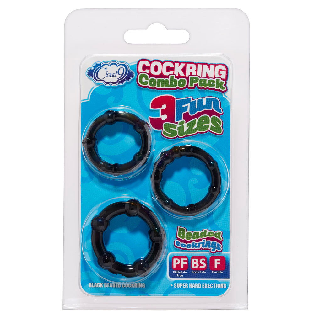 "Cockring Combo Beaded - Black WTC63841"