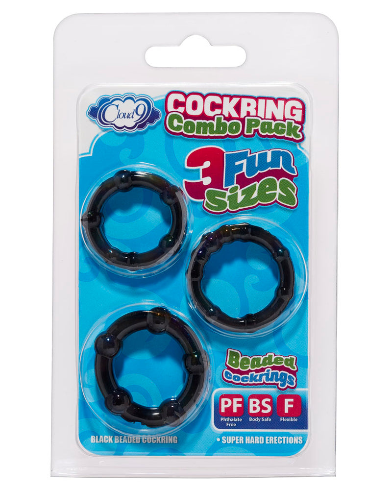 "Cockring Combo Beaded - Black WTC63841"