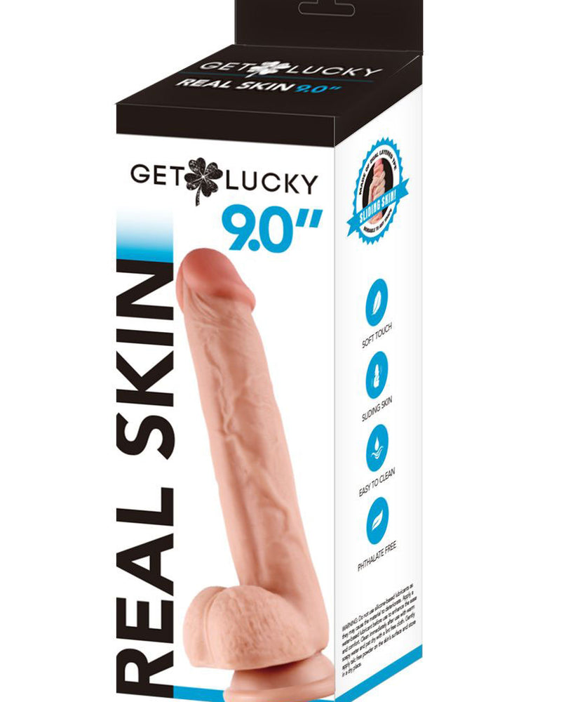 "Get Lucky 9 Inch Real Skin Dildo TMN-GL-2468"