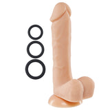 Pro Sensual Premium Silicone 8 Inch Dong With 3 Cockrings - Flesh