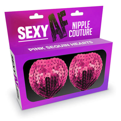 "Sexy Af Nipple Couture Pink Sequin Hearts LG-NV202"