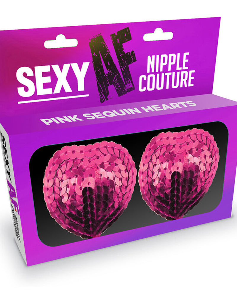 "Sexy Af Nipple Couture Pink Sequin Hearts LG-NV202"