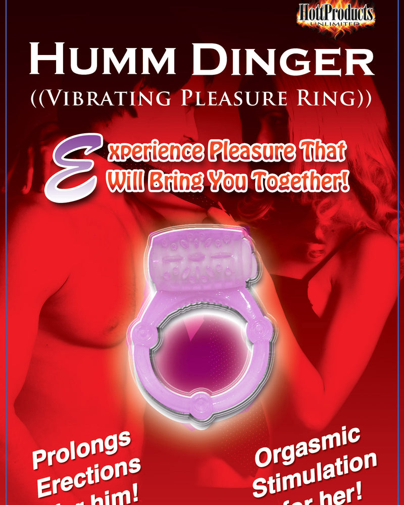 Humm Dinger Vibrating Penis Ring Clitoral Stiimulator - Purple