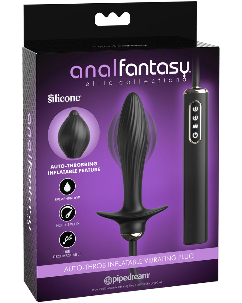 Anal Fantasy Elite Auto-Throb Inflatable Vibrating Plug - Black