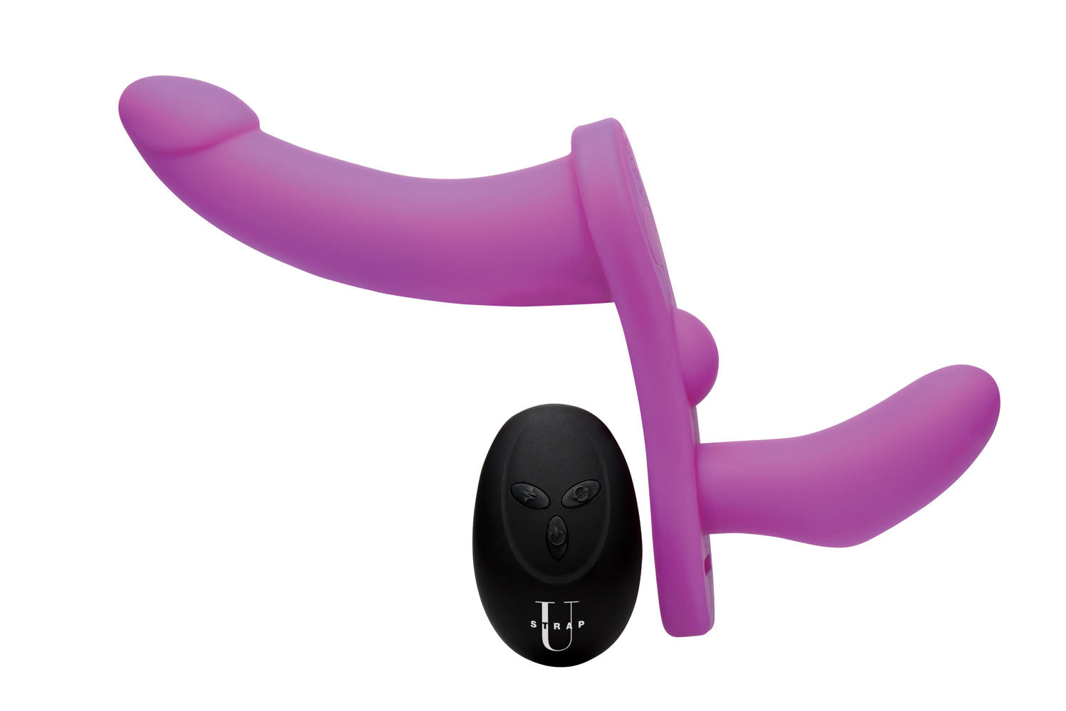 "Double Take 10x Vibrating Double Penetration Adjustable Strap-on Purple SU-AF864-PUR"