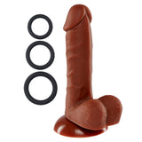 Pro Sensual Premium Silicone 6 Inch Dong With 3 Cockrings - Brown