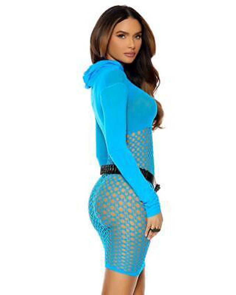 "Crochet Mini Dress - One Size - Neon Blue EM-8863NBLUEOS"
