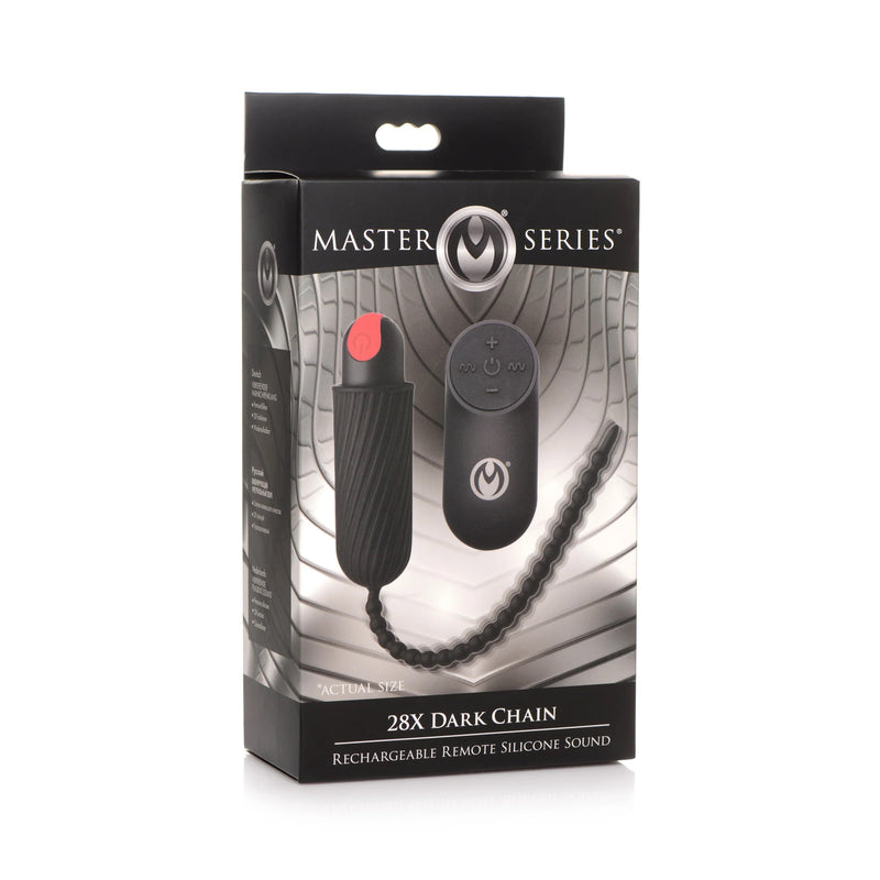 "28x Dark Chain Rechargeable Remote Silicone Sound - Black MS-AG778"