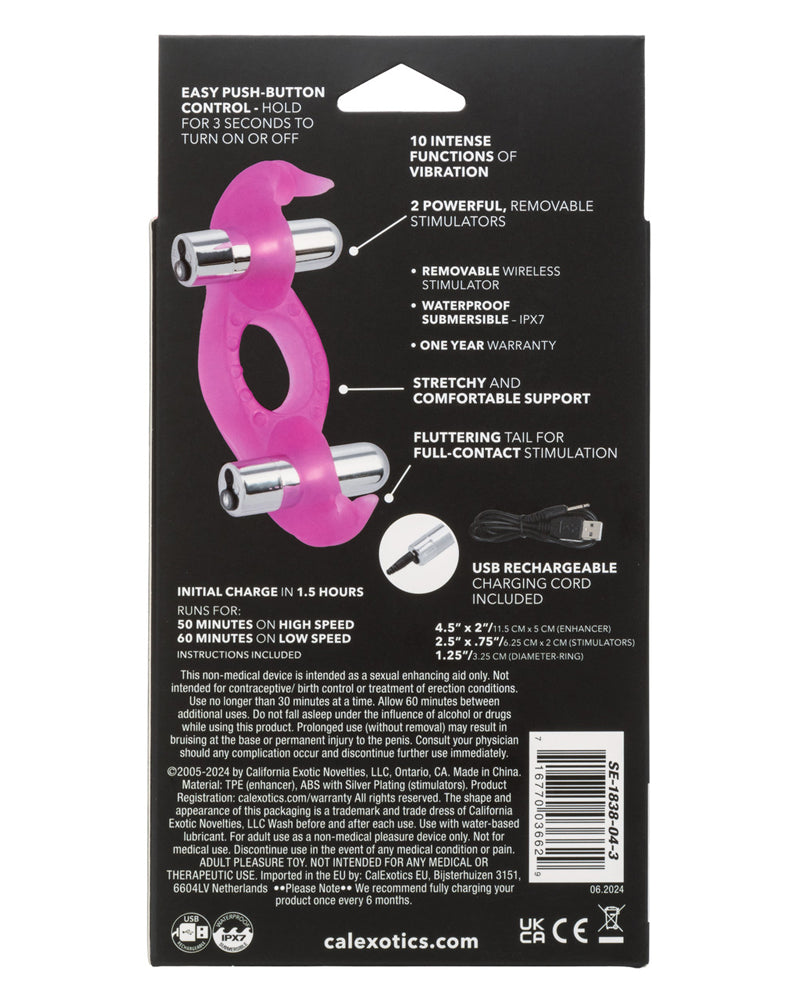 Silicone Triple Orgasm Erection Enhancer Pink Rechargeable