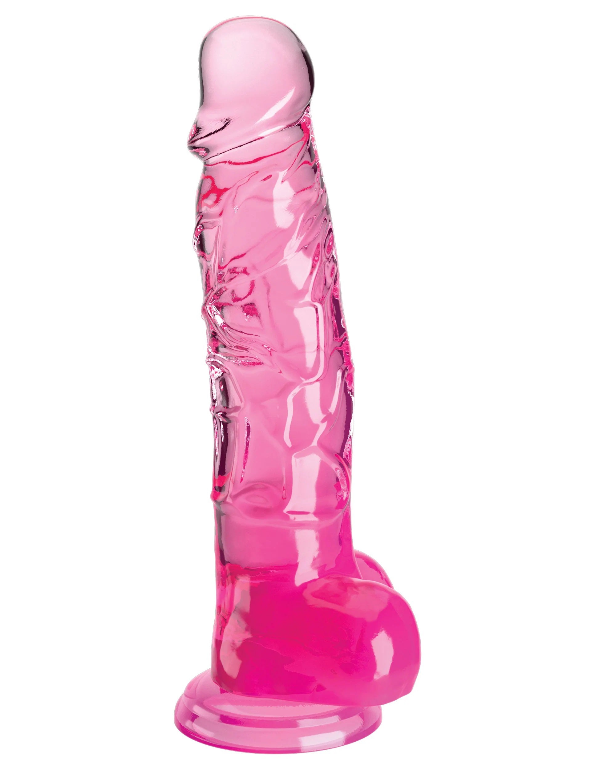 King Cock Clear 8 Inch With Balls - Pink