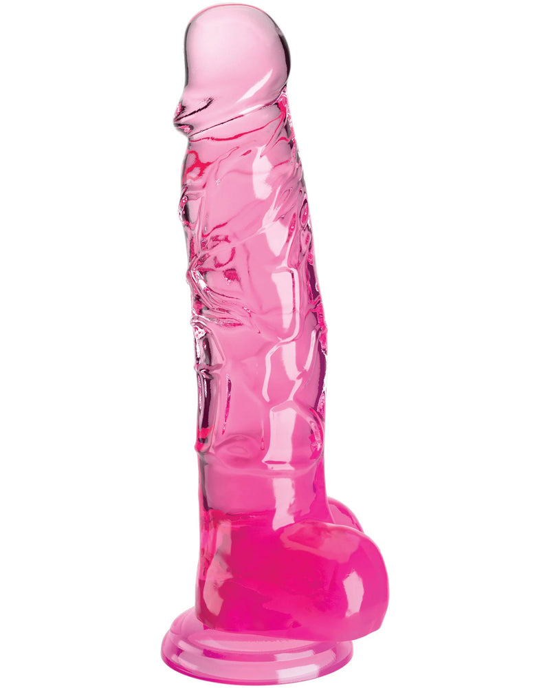 King Cock Clear 8 Inch With Balls - Pink