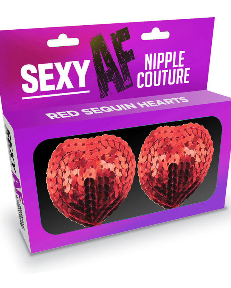 "Sexy Af Nipple Couture Red Sequin Hearts LG-NV203"