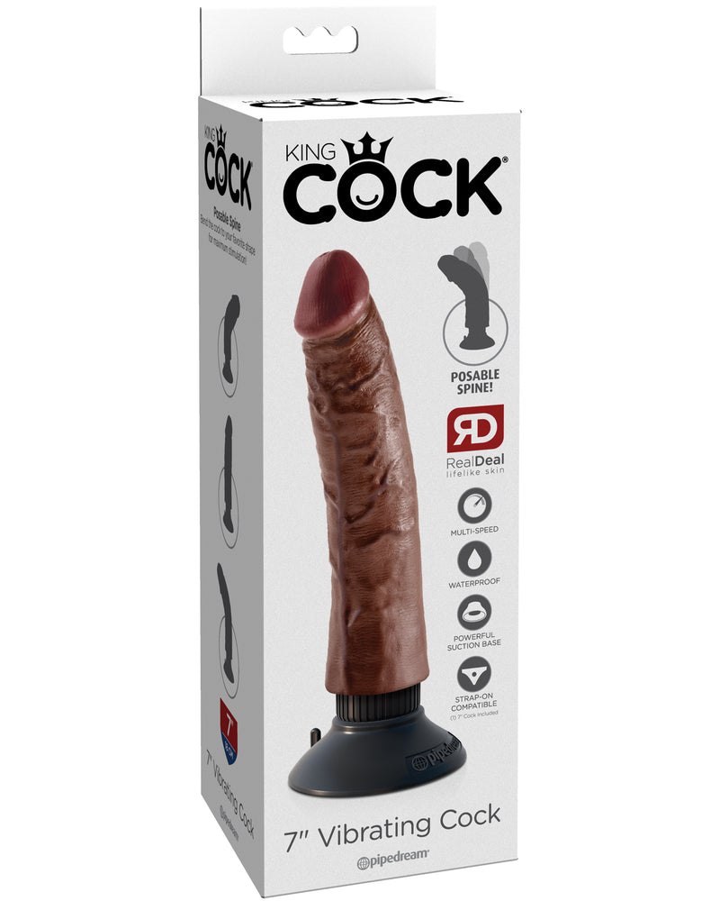 King Cock 7-Inch Vibrating Cock - Brown