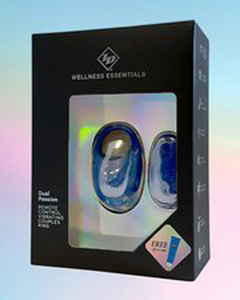 Dual Passion Remote Control Vibrating Couples Ring - Blue