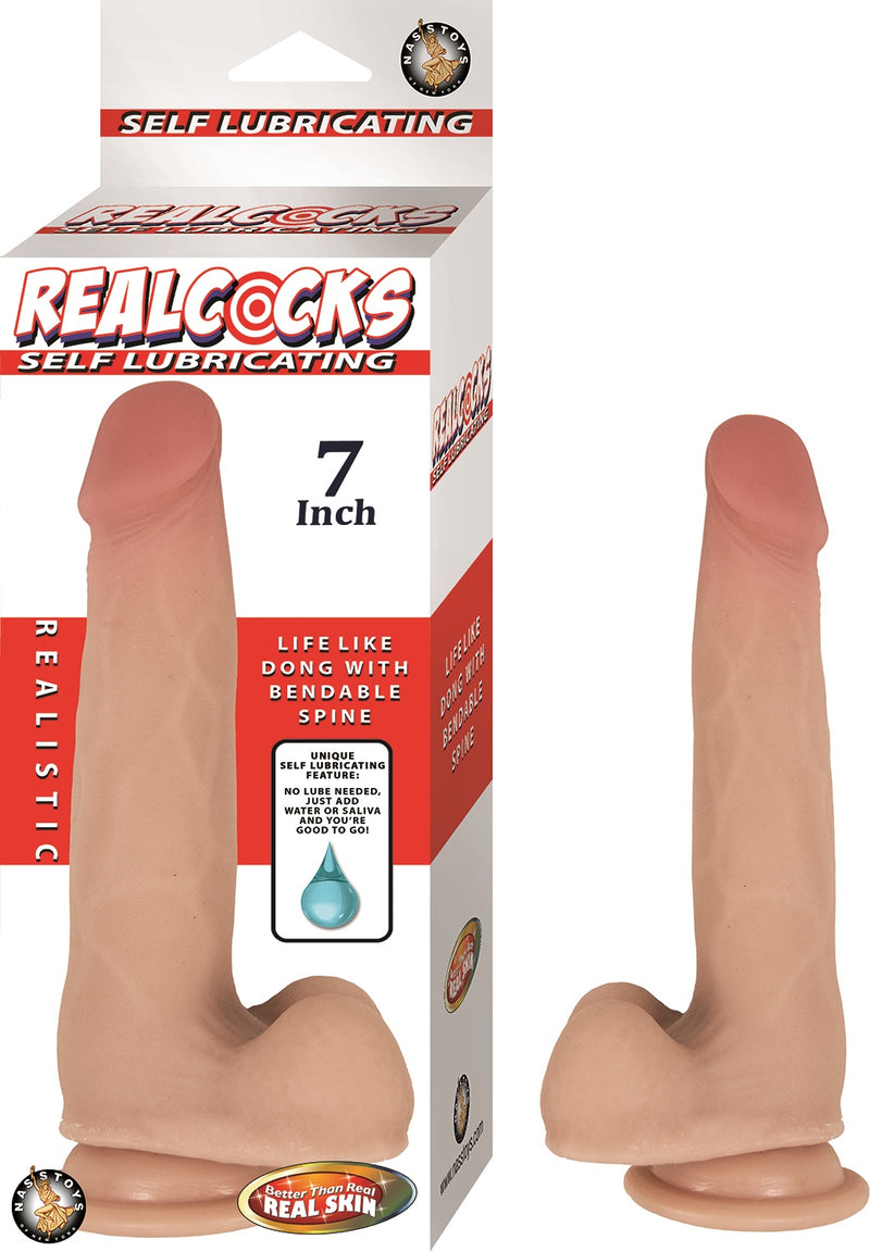 "Realcocks Self Lubricating Dong - 7 Inch - Flesh NW2934"