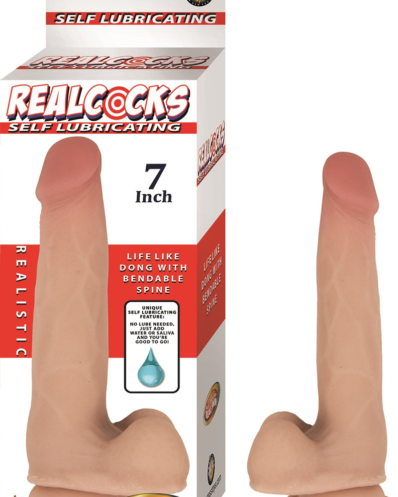 "Realcocks Self Lubricating Dong - 7 Inch - Flesh NW2934"