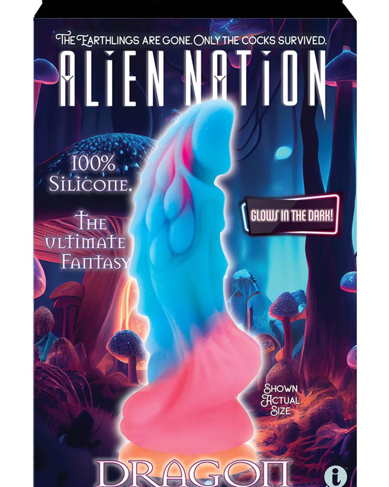 Alien Nation Dragon Silicone Glow in the Dark Creature Dildo - Multicolor
