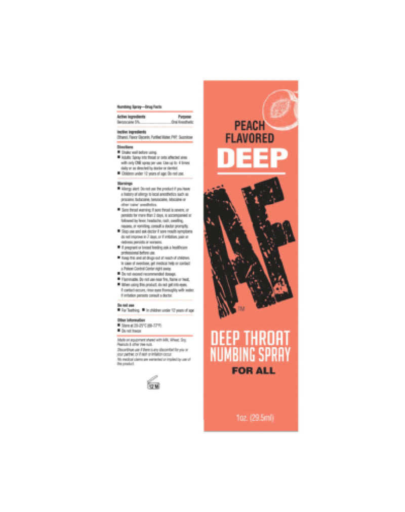 "Deep Af Numbing Throat Spray 1 Oz - Peach LG-BT614"