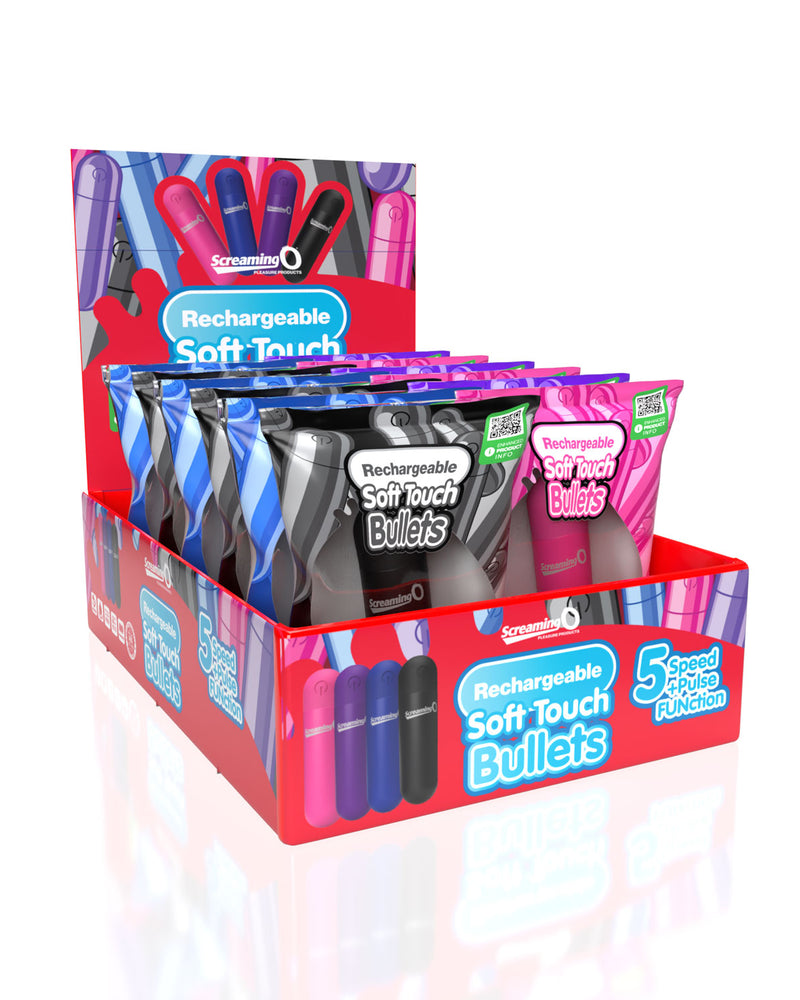 "Screaming O Soft Touch Rechargeable Bullets - 12 Count Pop Display Box SO-ARBS-AST"
