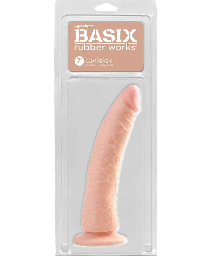 Basix Rubber Works - Slim 7 Inch With Suction Cup - Flesh