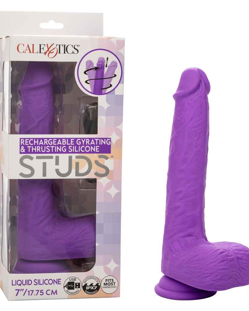 "Rechargeable Gyrating and Thrusting Silicone Studs - Purple SE0251103"