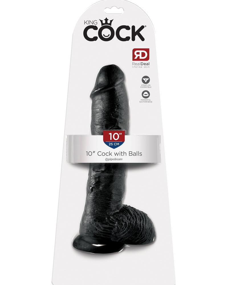 King Cock 10-Inch Cock With Balls - Black