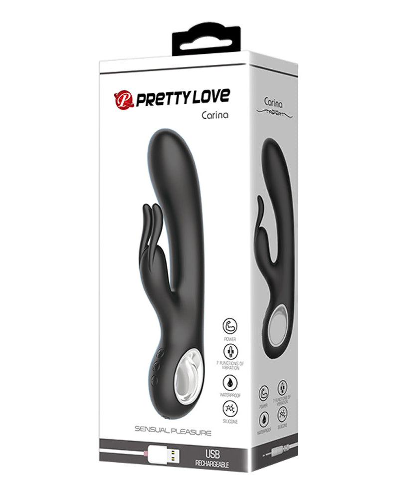 "Pretty Love Carina 7 Function Rabbit Syle Vibrator - Black BI-014480-2"