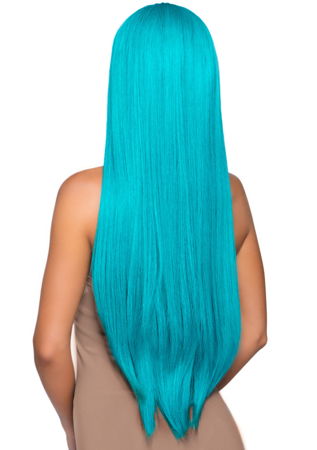 33 Inch Long Straight Center Part Wig - Turquoise