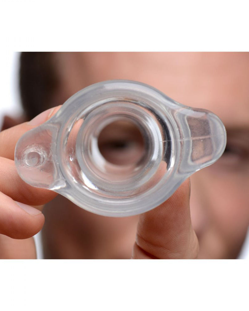 Peephole Clear Hollow Anal Plug - Small