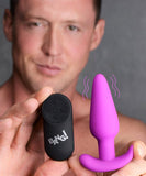 21x Silicone Butt Plug With Remote - Purple