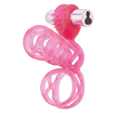 "Lovers Cage Stretchy Cock Cage Comfortable Scrotum Cage Pink Rechargeable SE1628043"