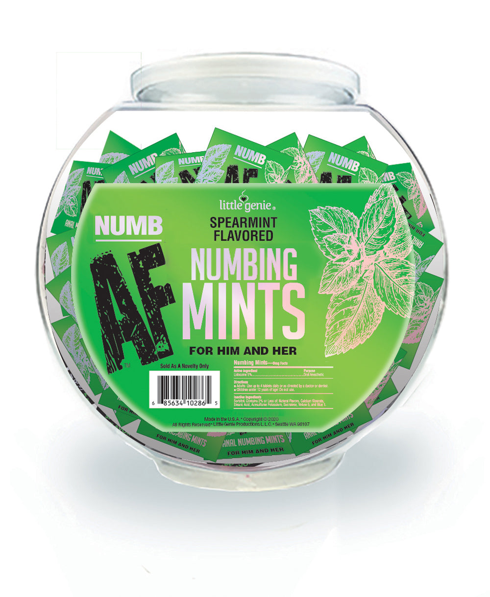 "Numb Af - Spearmint Flavored Numbing Mints - Display - 100 Pcs LG-BT608"