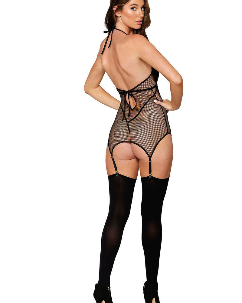"Garter Slip Teddy - One Size - Black DG-12804BLKOS"